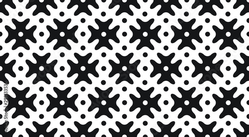 Seamless geometric pattern in folk style with crosses. Ethnic vintage background in black and white. Vector illustration.
