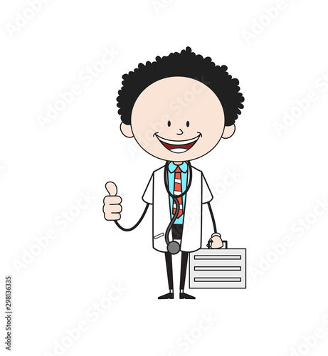 Cartoon Doctor - Showing a Thumb Up