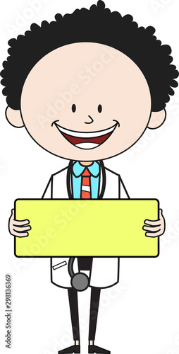 Cartoon Doctor - Standing with Message Board