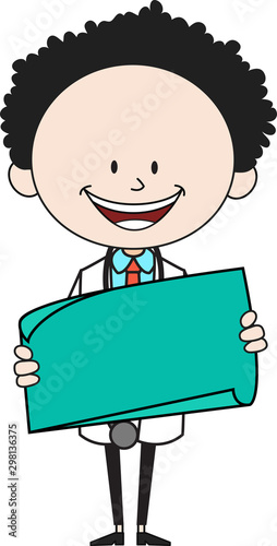 Cartoon Doctor - Holding a Paper Banner
