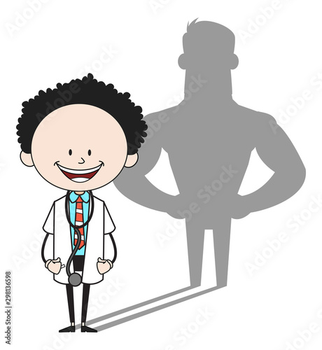Cartoon Doctor - Standing in Positive Attitude