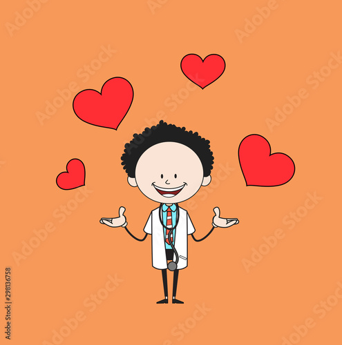 Cartoon Doctor - Presenting Hearts