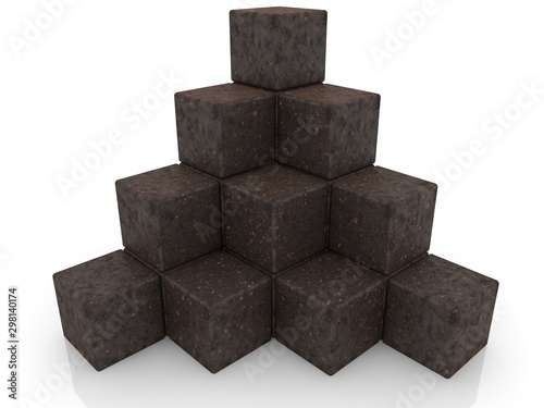 Abstract construction in old rusty metal toy cubes
