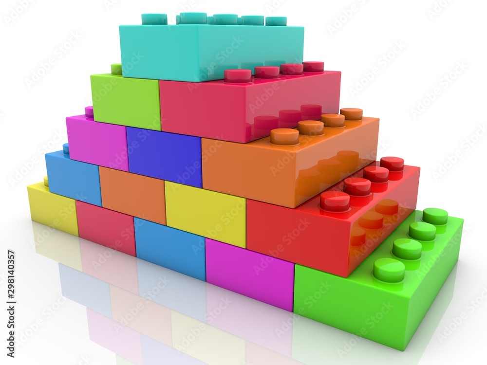 Fototapeta premium Abstract pyramid in various colors toy bricks