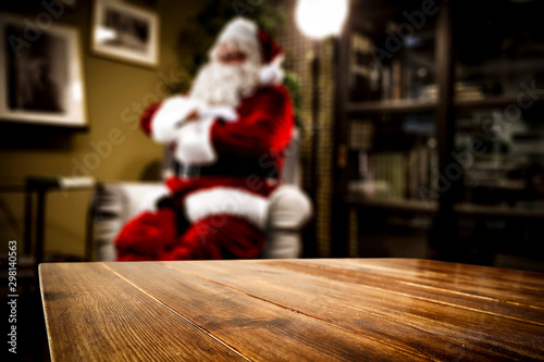 Santa Claus and table background of free space 