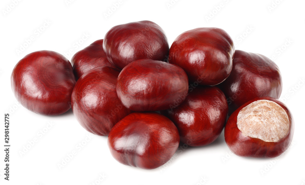 chestnuts isolated on a white background. Healthy chestnuts isolated on a white background. Healthy