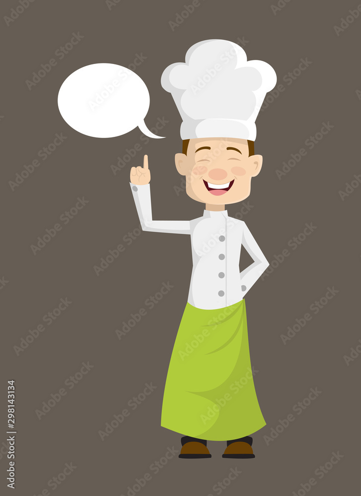 Chef - Smiling and Pointing to Speech Bubble Chef - Smiling and Pointing to Speech Bubble