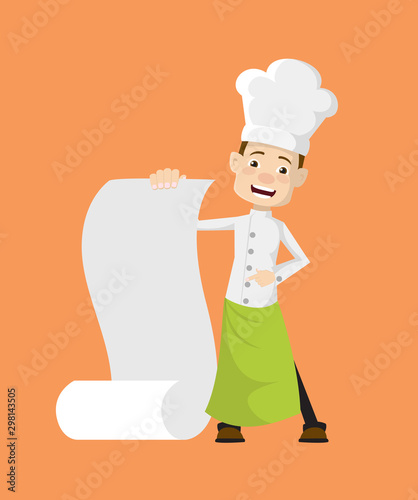 Chef - Showing a Paper Scroll