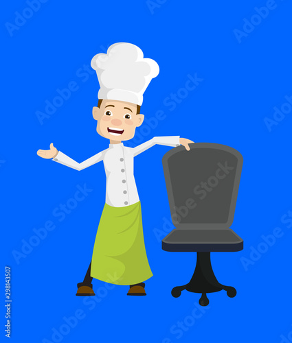 Chef - Standing with Chair and Gesturing with Hand