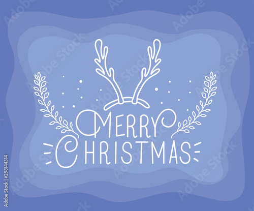 happy merry christmas calligraphy font with reindeer horns © grgroup