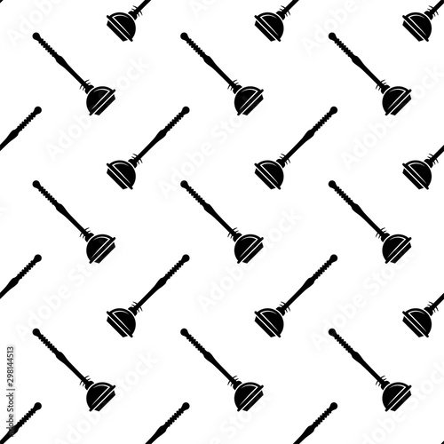 Plunger Icon Seamless Pattern, Suction Drain Cleaning Tool