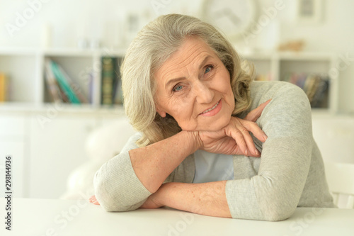 Close up portrait of happy senior woman