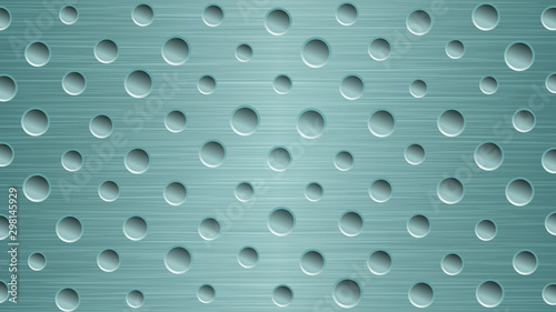 Abstract metal background with holes in light blue colors