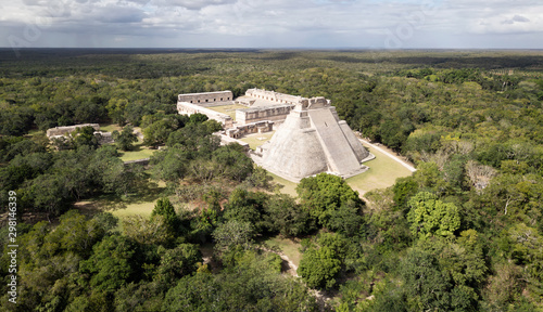 Aerial view to Mayan ruins photo