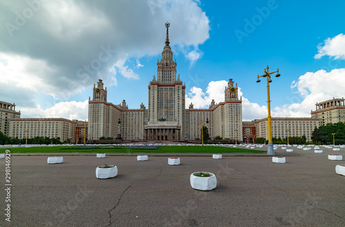 City the Moscow .view of the Moscow State University named after M.V. Lomonosov.central building of the university complex.Russia.2019