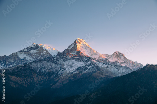 The Annapurna range in the Himalayas.