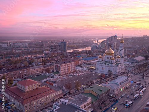 Rostov-on-Don. Russia. 09/2019 Aerial shot of the centre of the city. 