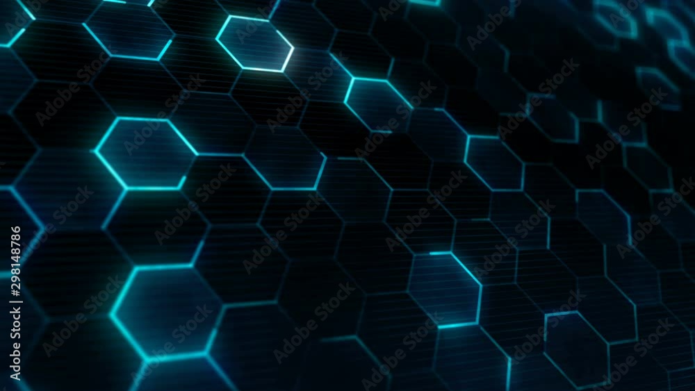 Futuristic grid with hexagonal texture. Abstract technology background with hexagons pattern. Closeup camera view. Seamless loop. Futuristic grid with hexagonal texture. Abstract technology background with hexagons pattern. Closeup camera view. Seamless loop.