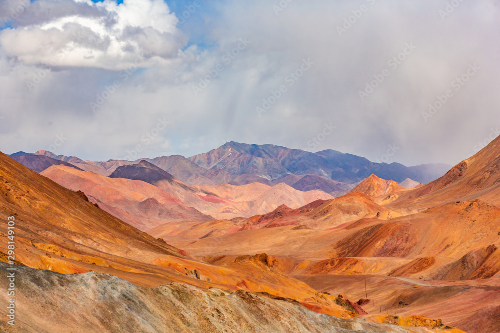 Landscape view of dusty road going far away nowhere