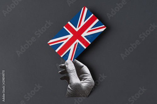 Hand with a union Jack Flag