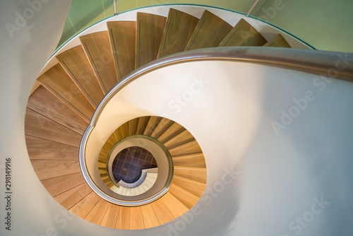 Overhead view of spiral staircase