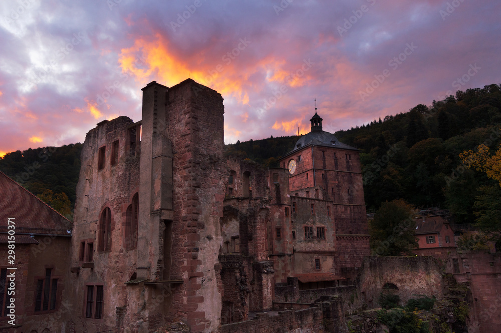 Schloss Heidelberg im Sonnenaufgang