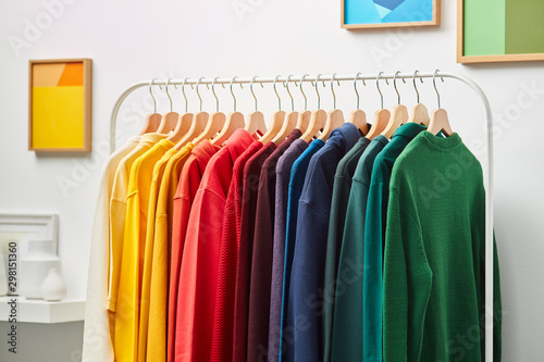Vivid colored clothing in rainbow spectrum photo