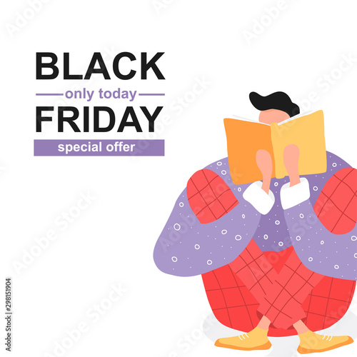 Isolated man reading a book