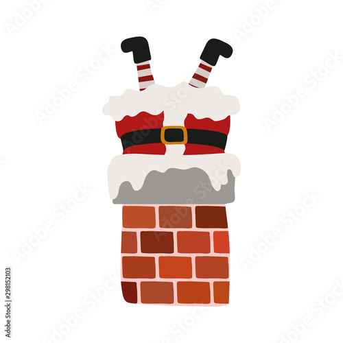 merry christmas santa claus in chimney character