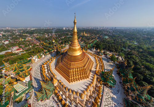 Aerial view of Shwedagon Pagoda, Myanmar