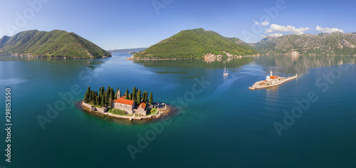 Aerial view of Sveti Juraj on Saint George island, Kotor Bay, Montenegro photo
