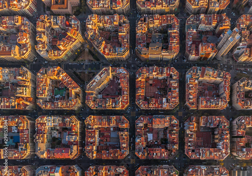 Aerial view of Barcelona superblocks photo