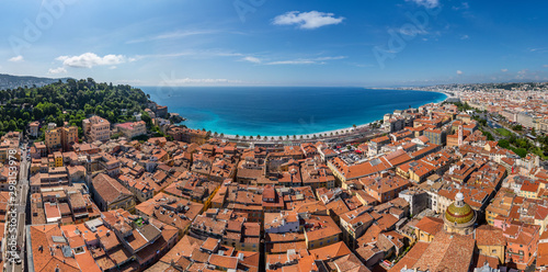 Panoramic aerial view of Nice city, France