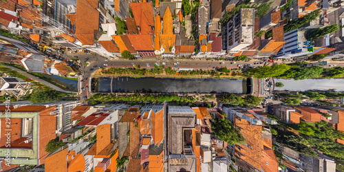 Aerial view above of Jakarta downtown, Indonesia photo