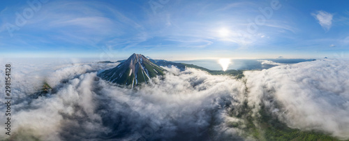 Panoramic aerial view of North Kurile Islands, Kamchatka, Russia