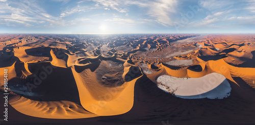 Aerial view of Namib Desert during sunset, Sossusvlei, Namibia
