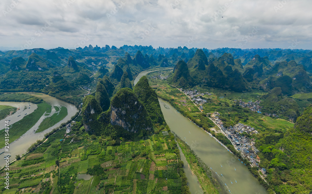 Aerial view of Guilin Mountains, China Aerial view of Guilin Mountains, China