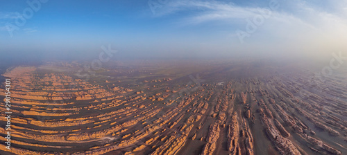 Panoramic aerial view of Dunhuang Yardang National Geopark, China photo