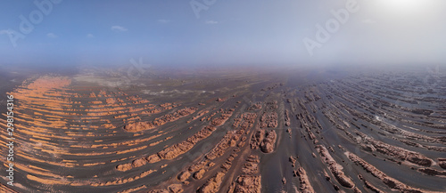 Panoramic aerial view of Dunhuang Yardang National Geopark, China photo