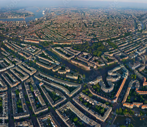 Aerial view of Amsterdam neighbourhood, Netherlands. photo