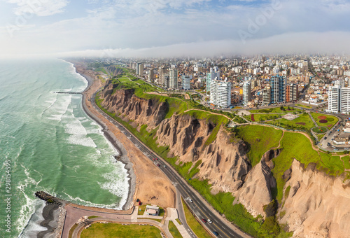 Aerial view of  La Punta district, Lima, Peru