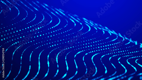 Wallpaper Mural Digital technology background. Dynamic wave of glowing particles. Abstract background. 3d rendering. Torontodigital.ca