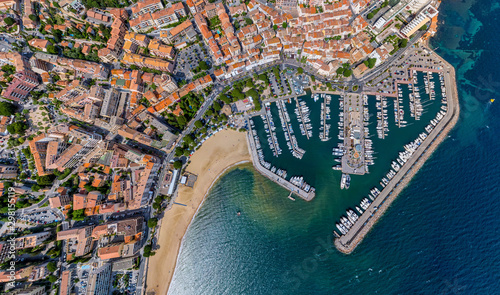 Aerial view above of the port of Sainte-Maxime, France photo