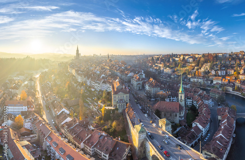 Aerial view of Bern cityscape during the day, Switzerland photo