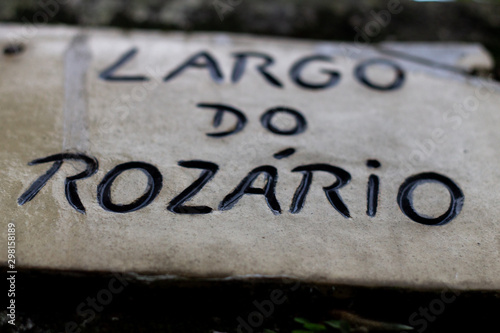 Largo do Rozario board in the historic and world heritage city of Paraty, Rio de Janeiro, Brazil photo