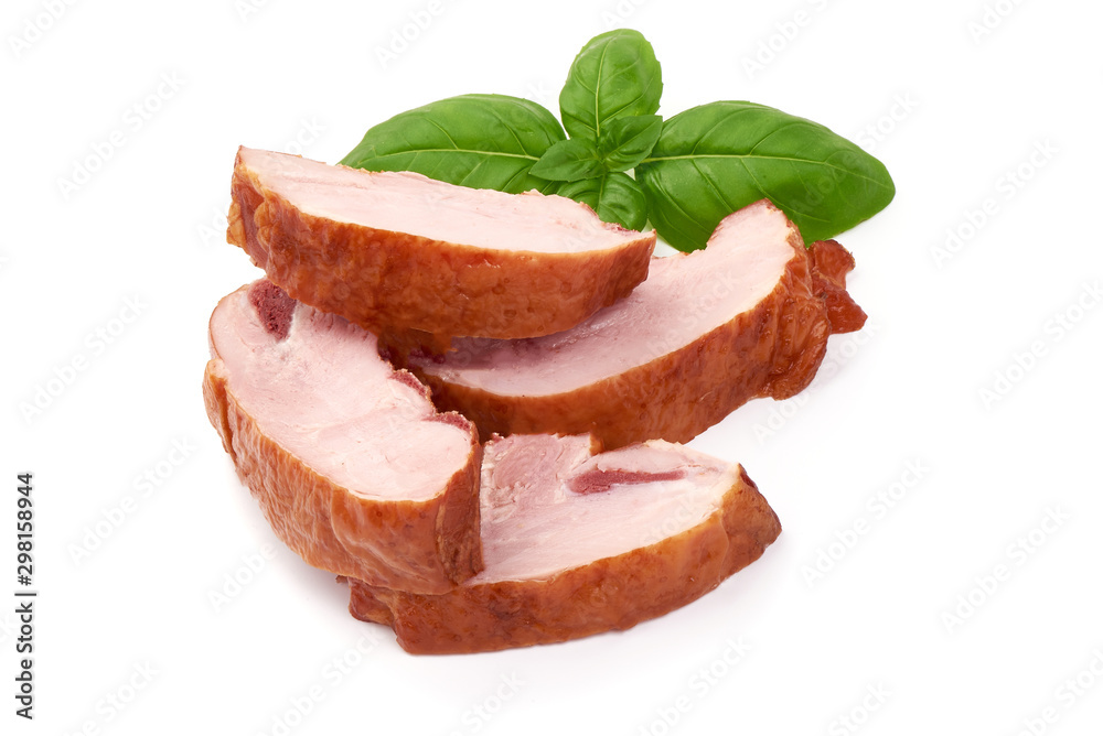 Smoked Chicken thighs, isolated on white background Smoked Chicken thighs, isolated on white background