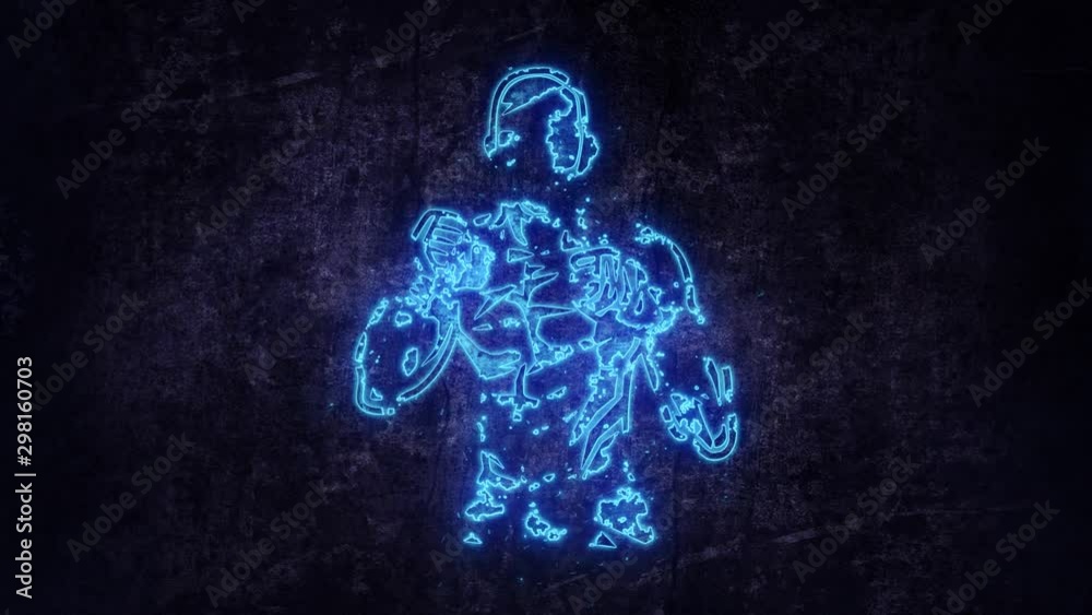 Blue Fighter Boxer Intro Logo with Reveal Effect Background