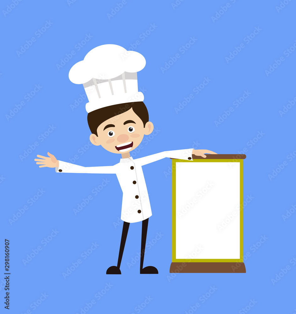 Chef Cartoon - Standing with a Blank Board Chef Cartoon - Standing with a Blank Board