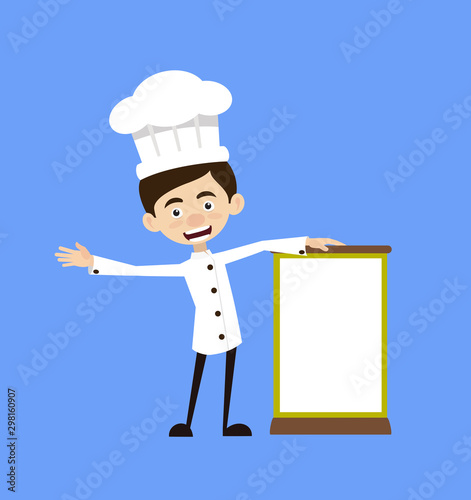 Chef Cartoon - Standing with a Blank Board