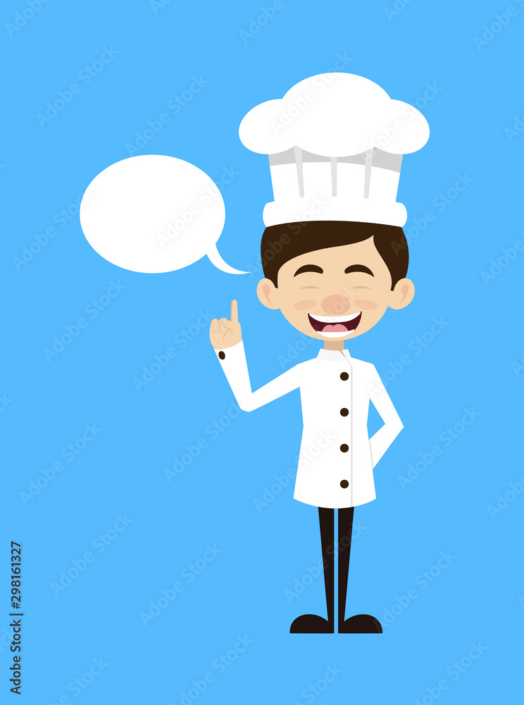 Chef Cartoon - Smiling and Pointing to Speech Bubble Chef Cartoon - Smiling and Pointing to Speech Bubble